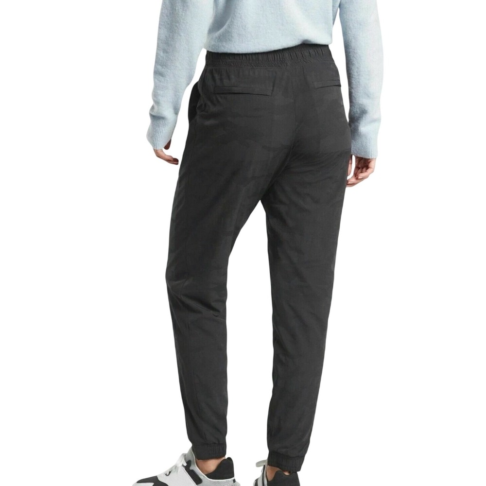 Athleta Brooklyn Textured Lined Jogger Black Camo Size 8 Travel Pants - Picture 2 of 10
